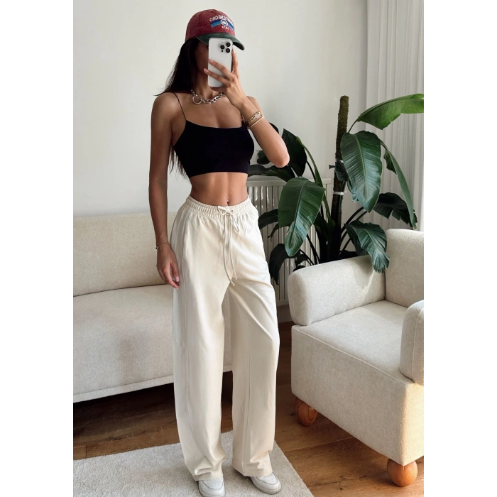 Barrel Fit Eşofman Altı - BEJ