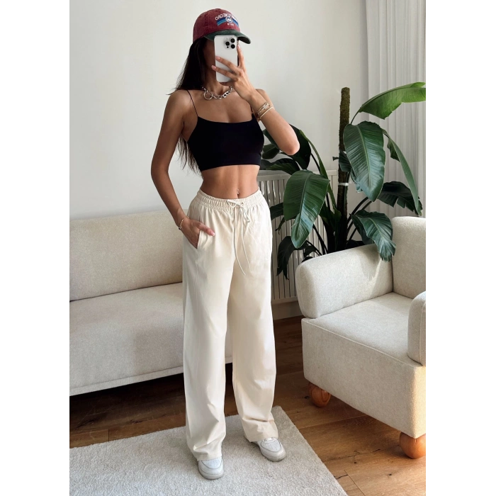 Barrel Fit Eşofman Altı - BEJ