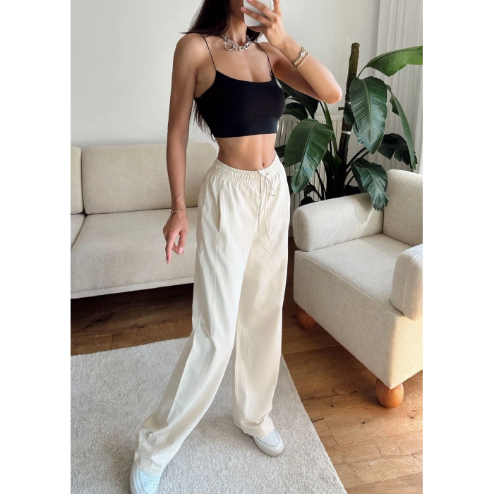 Barrel Fit Eşofman Altı - BEJ