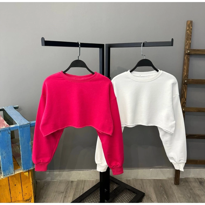 Basic Oversize Crop Sweat-FUŞYA