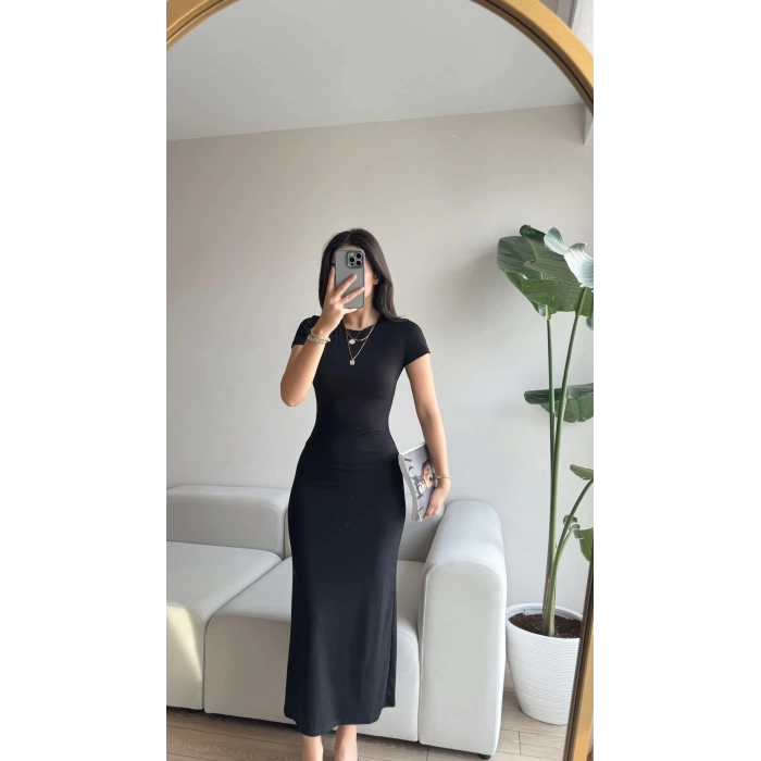 Basic Uzun Elbise-SİYAH
