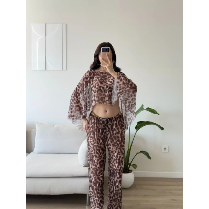 Batik Yıkamalı Pareo Takım - LEOPAR