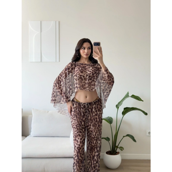 Batik Yıkamalı Pareo Takım - LEOPAR