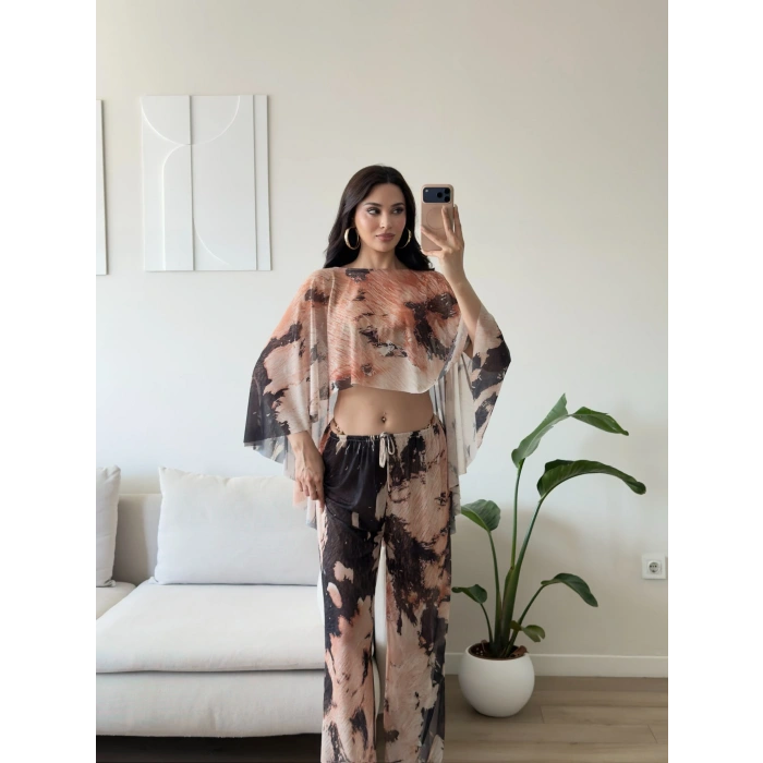 Batik Yıkamalı Pareo Takım - SİYAH