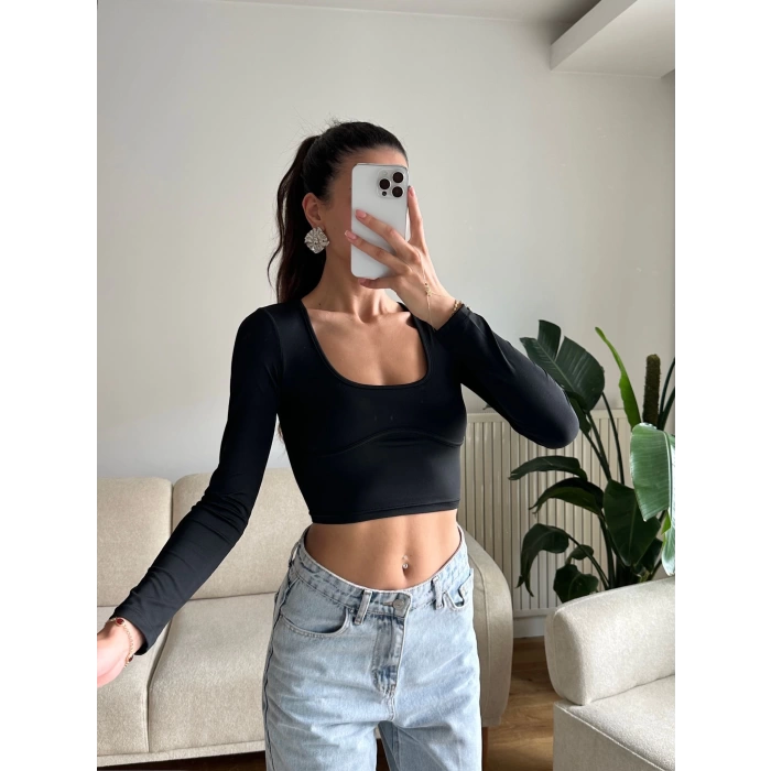 Bel Biyeli Crop - SİYAH