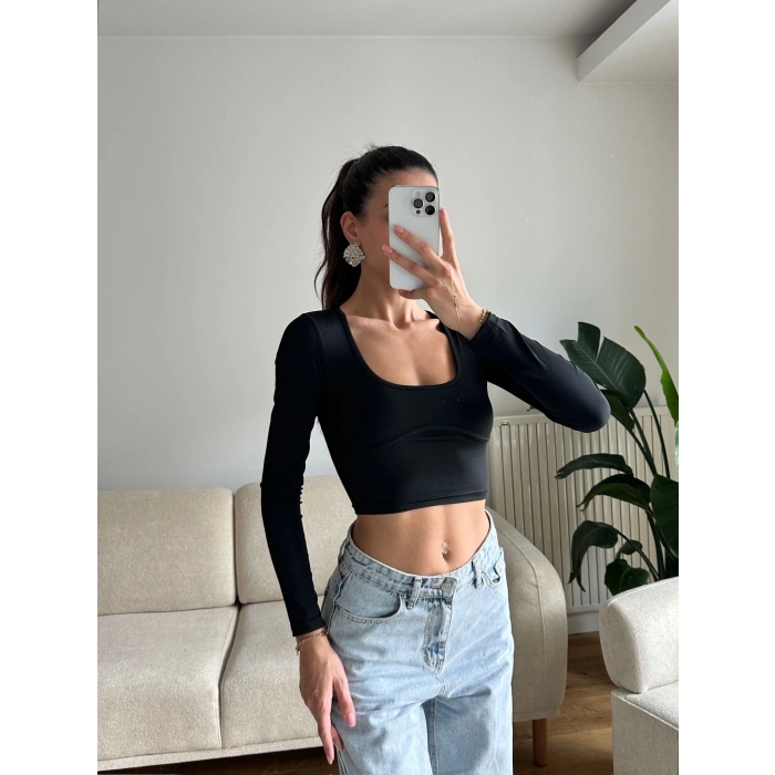 Bel Biyeli Crop - SİYAH