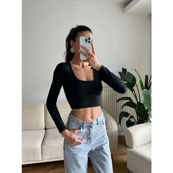 Bel Biyeli Crop - SİYAH