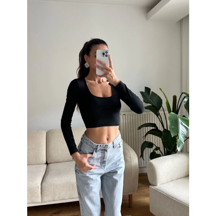 Bel Biyeli Crop - SİYAH