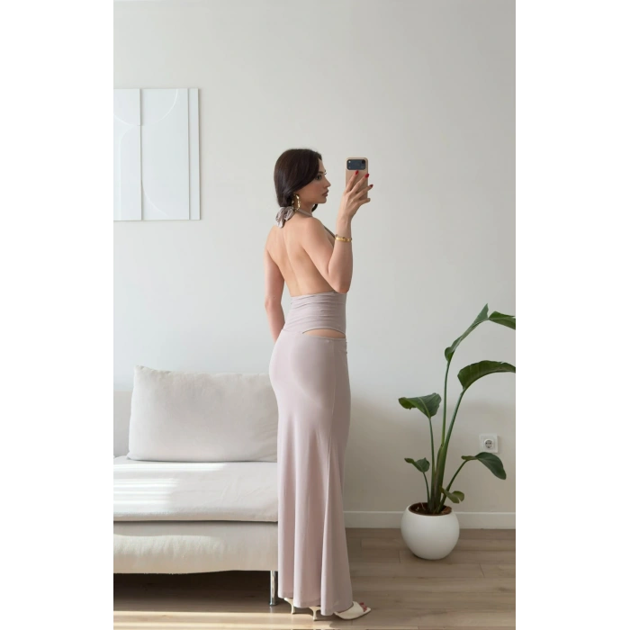 Bel Dekolte Halter Maxi Elbise - BEJ