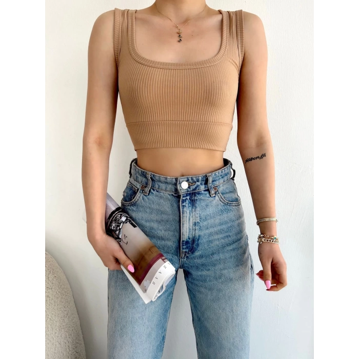 Bel Detay Kaşkorse Crop-BEJ
