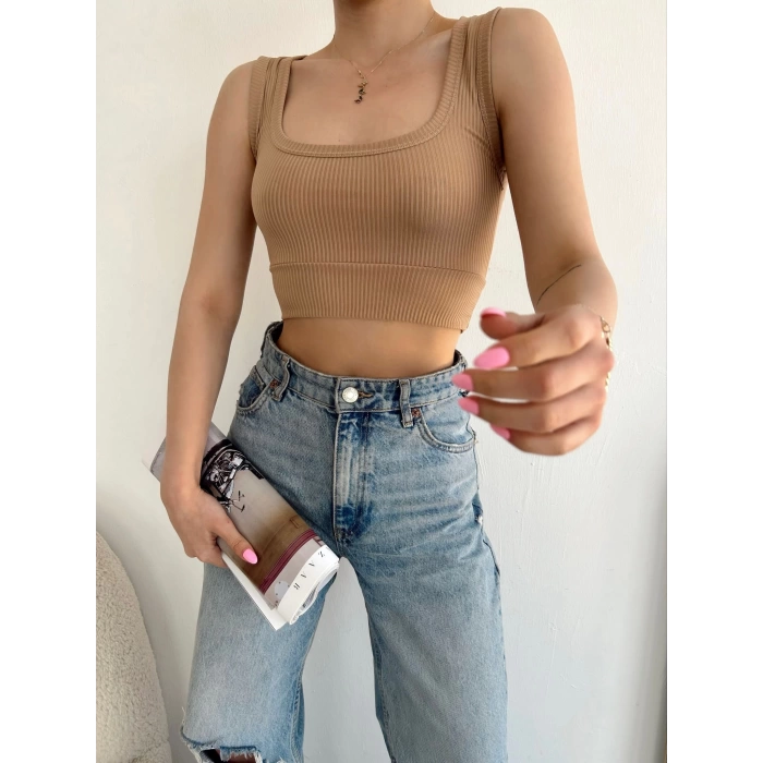 Bel Detay Kaşkorse Crop-BEJ