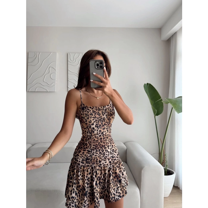 Bel Korse Biyeli Elbise - LEOPAR