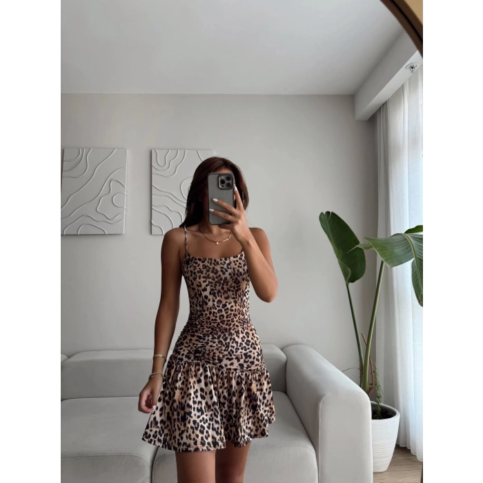 Bel Korse Biyeli Elbise - LEOPAR