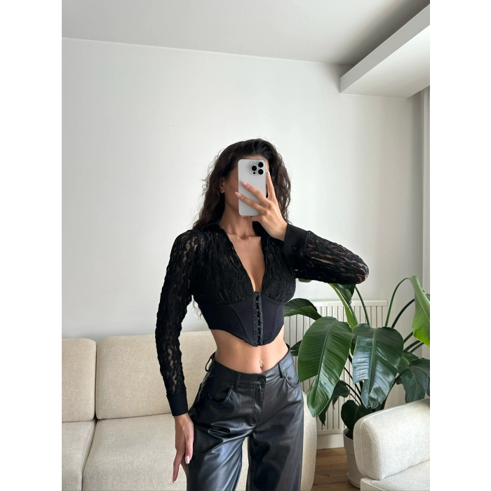 Bel Korse Dantel Crop