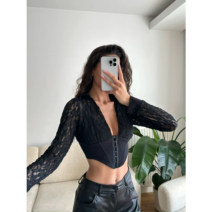 Bel Korse Dantel Crop
