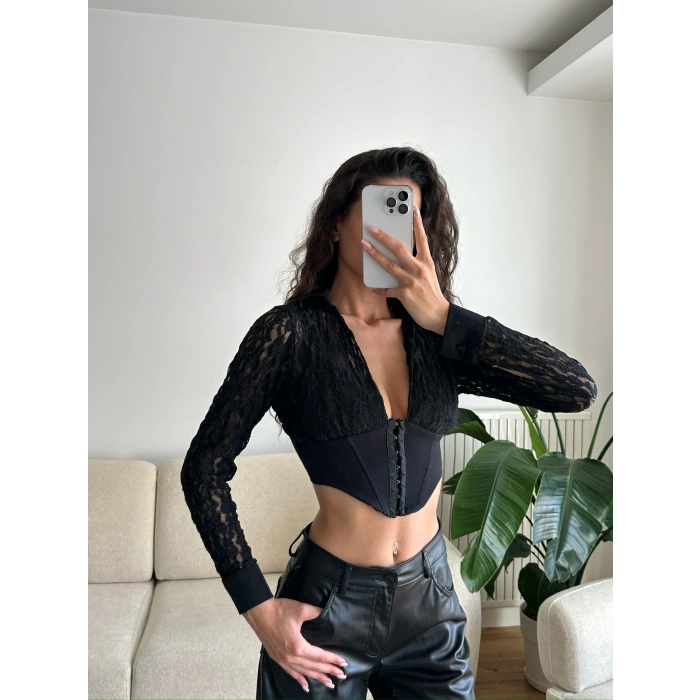 Bel Korse Dantel Crop
