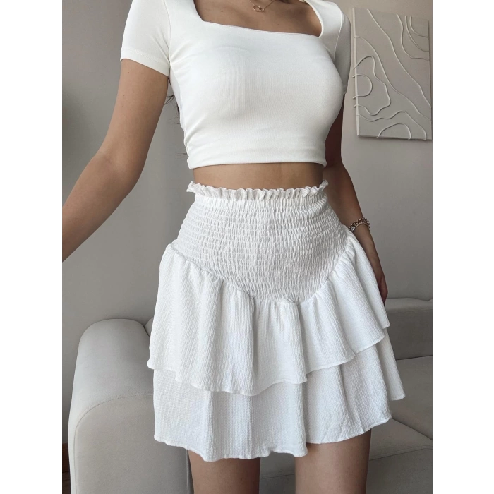 Bel Korse Detay Pileli Etek