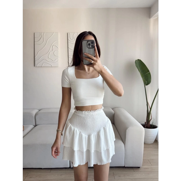 Bel Korse Detay Pileli Etek