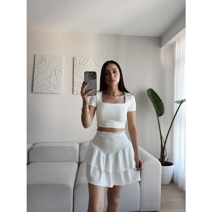 Bel Korse Detay Pileli Etek