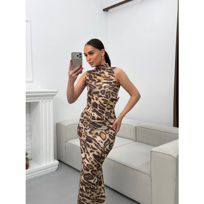 Bel Korse Leopar Elbise