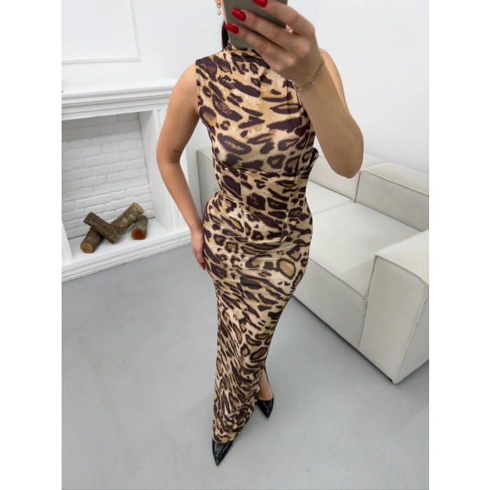 Bel Korse Leopar Elbise