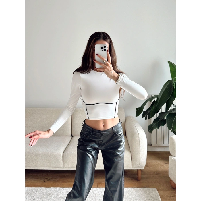 Bel Şerit Crop - BEYAZ
