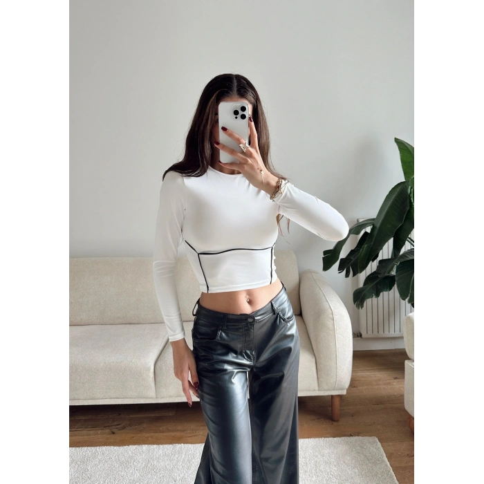 Bel Şerit Crop - BEYAZ