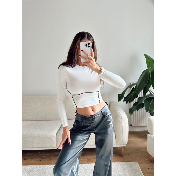 Bel Şerit Crop - BEYAZ