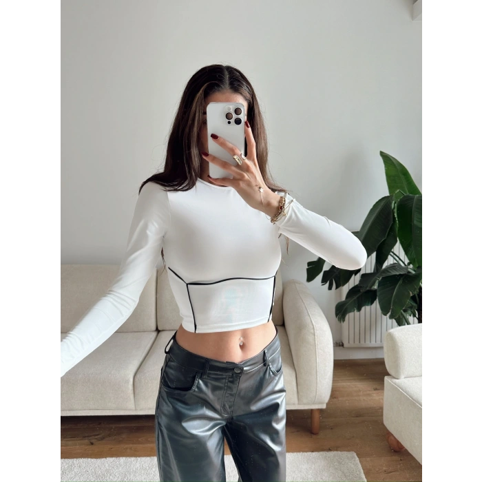 Bel Şerit Crop - BEYAZ