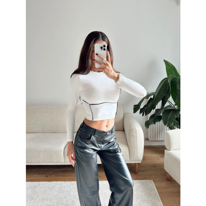 Bel Şerit Crop - BEYAZ