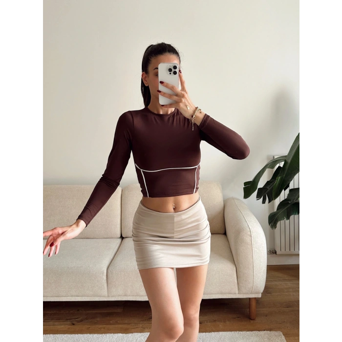 Bel Şerit Crop - KAHVE