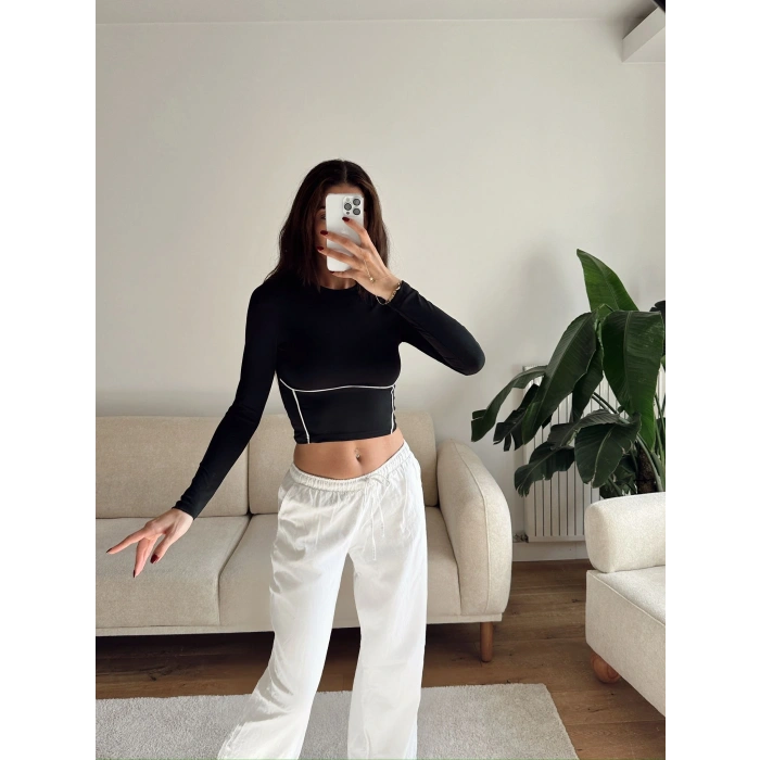 Bel Şerit Crop - SİYAH