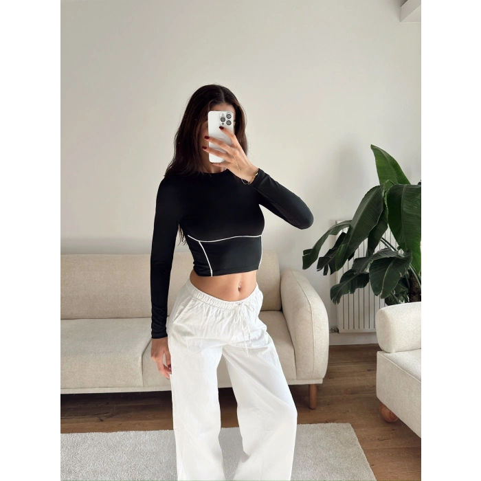 Bel Şerit Crop - SİYAH