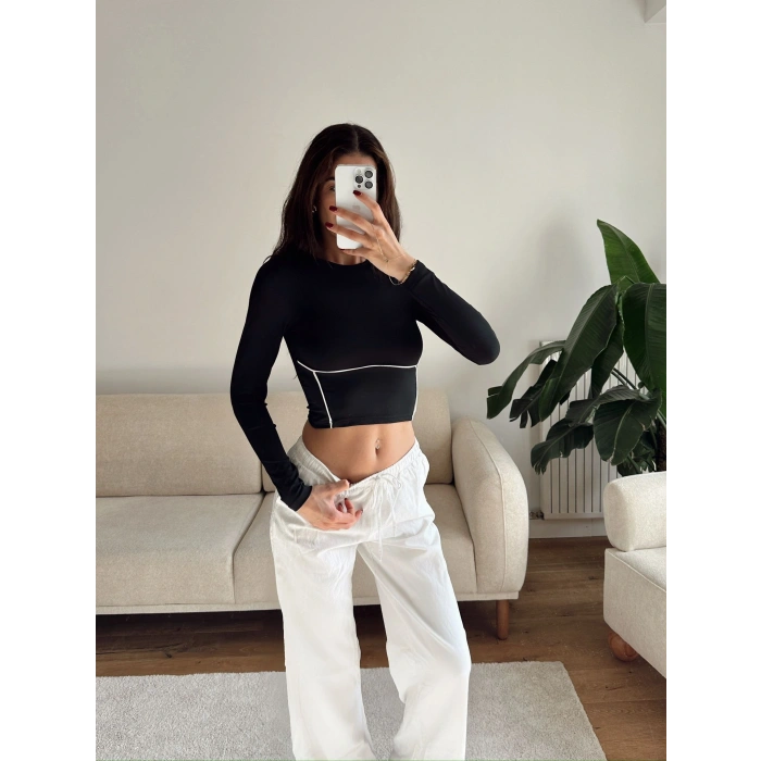 Bel Şerit Crop - SİYAH