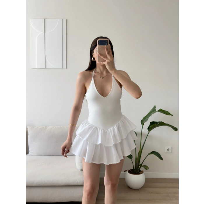 Bella Eteği Şortlu Elbise - BEYAZ