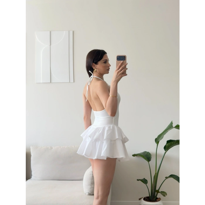 Bella Eteği Şortlu Elbise - BEYAZ