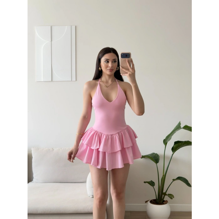 Bella Eteği Şortlu Elbise - PEMBE