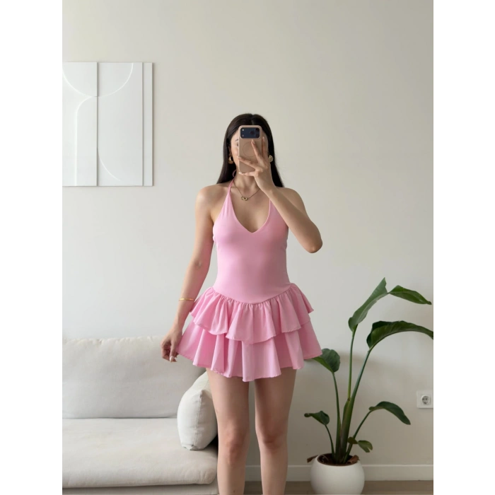 Bella Eteği Şortlu Elbise - PEMBE