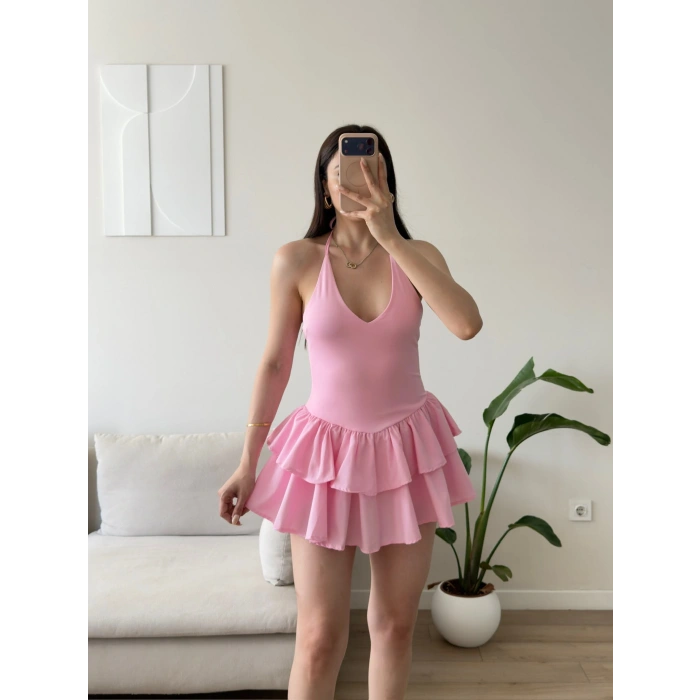 Bella Eteği Şortlu Elbise - PEMBE