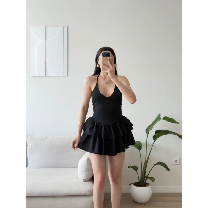 Bella Eteği Şortlu Elbise - SİYAH