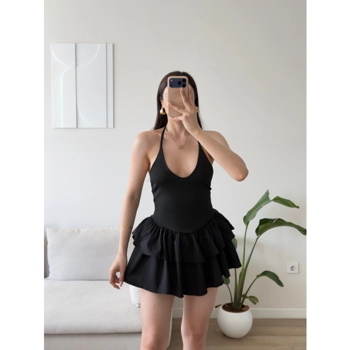 Bella Eteği Şortlu Elbise - SİYAH