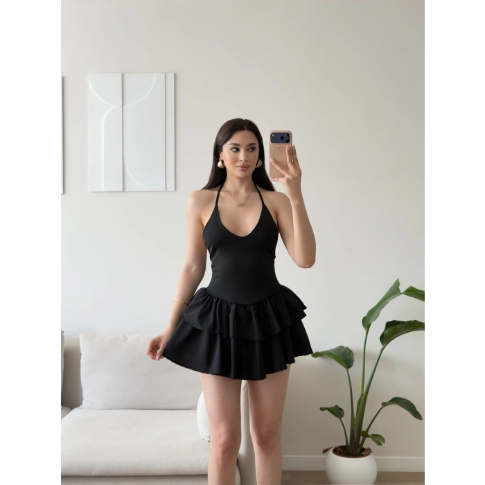 Bella Eteği Şortlu Elbise - SİYAH