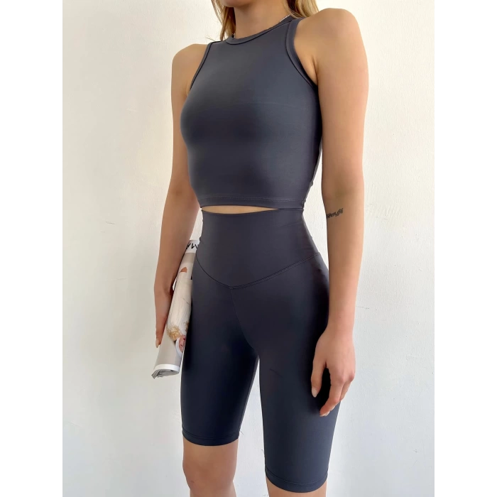 Biker Taytlı İkili Takım-GRİ