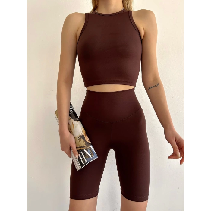 Biker Taytlı İkili Takım-KAHVE