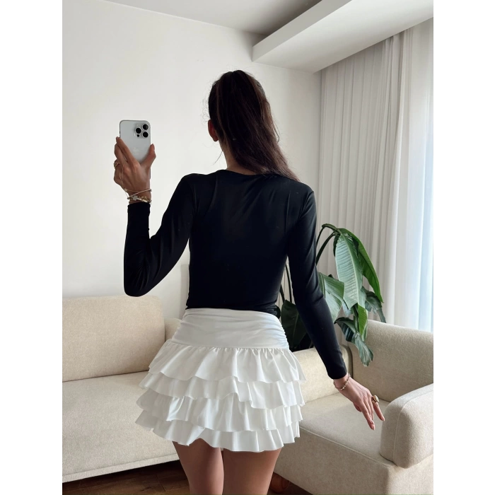 Bisiklet Yaka Bodysuit - SİYAH