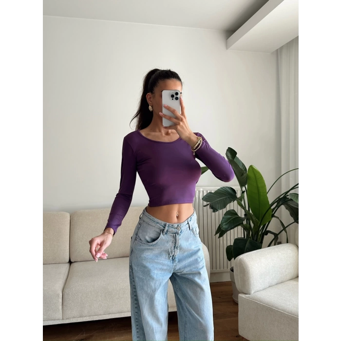Bisiklet Yaka Crop - MOR