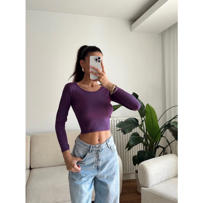 Bisiklet Yaka Crop - MOR