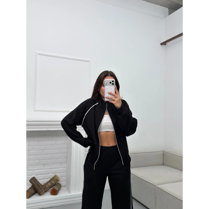Biyeli Oversize Eşofman Takımı - SİYAH