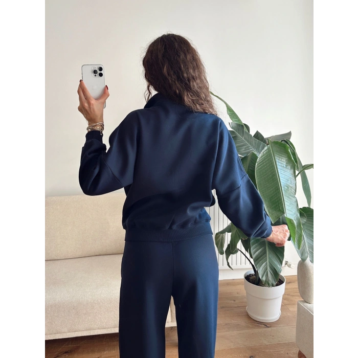 Üç İplik Bİyeli Eşofman Takımı - LACİVERT