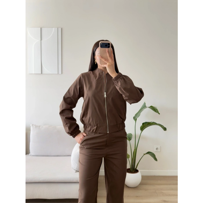 Bomber Ceket Pantolon Takım - KAHVE